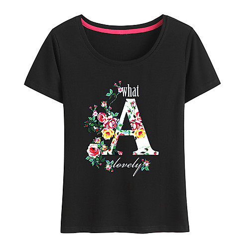 Women's Floral Theme Painting T shirt Floral Text Print Round Neck Basic Tops Cotton Blushing Pink White Black
Women's Floral Theme Painting T shirt Floral Text Print Round Neck Basic Tops Cotton Blushing Pink White Black