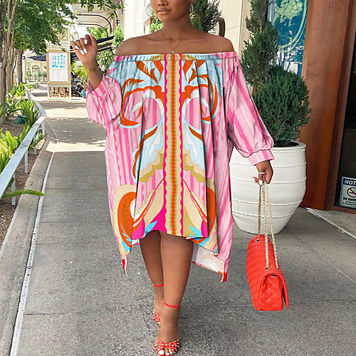 Women's Loose Knee Length Dress Blushing Pink Long Sleeve Graphic Print Spring Summer Off Shoulder Casual 2021 S M L XL XXL
Women's Loose Knee Length Dress Blushing Pink Long Sleeve Graphic Print Spring Summer Off Shoulder Casual 2021 S M L XL XXL