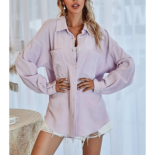 Women's Coat Casual Fall Winter Regular Coat Standard Fit Modern Style Jacket Solid Color Modern Style Light Blue Purple / Loose
Women's Coat Casual Fall Winter Regular Coat Standard Fit Modern Style Jacket Solid Color Modern Style Light Blue Purple / Loose