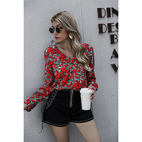 Women's Floral Theme Blouse Shirt Floral Long Sleeve Print V Neck Basic Streetwear Tops Red
Women's Floral Theme Blouse Shirt Floral Long Sleeve Print V Neck Basic Streetwear Tops Red