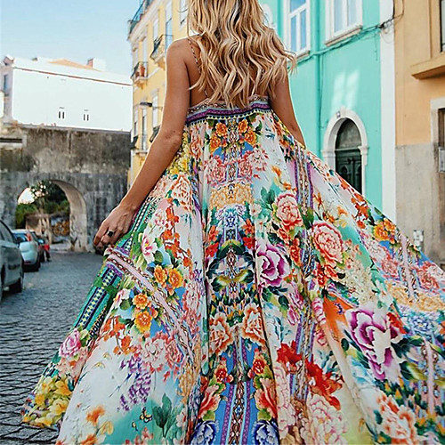 Women's Swing Dress Maxi long Dress Rainbow Sleeveless Floral Backless Print Summer V Neck Casual Sexy Holiday 2021 S M L / Chiffon
Women's Swing Dress Maxi long Dress Rainbow Sleeveless Floral Backless Print Summer V Neck Casual Sexy Holiday 2021 S M L / Chiffon