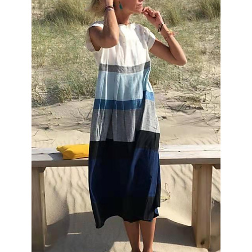 Women's Shift Dress Midi Dress Blue Short Sleeve Multi Color Stripes Classic Style Spring Summer Round Neck Ethnic Casual S M L XL XXL XXXL
Women's Shift Dress Midi Dress Blue Short Sleeve Multi Color Stripes Classic Style Spring Summer Round Neck Ethnic Casual S M L XL XXL XXXL