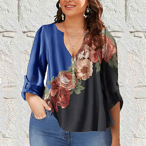 Women's Plus Size Tops Shirt Florals Half Sleeve V Neck Blue Yellow Light Purple Big Size L XL XXL 3XL 4XL
Women's Plus Size Tops Shirt Florals Half Sleeve V Neck Blue Yellow Light Purple Big Size L XL XXL 3XL 4XL