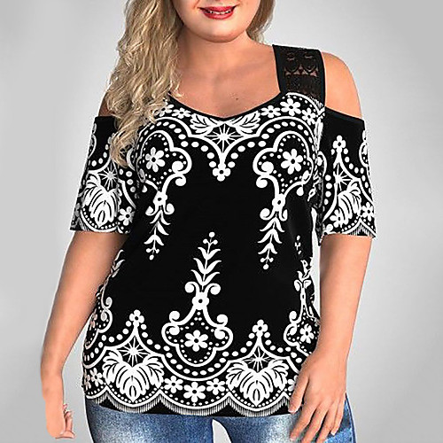 Women's Plus Size Tops Blouse T shirt Floral Graphic Print Short Sleeve V Neck Basic Summer Black Big Size L XL XXL 3XL 4XL
Women's Plus Size Tops Blouse T shirt Floral Graphic Print Short Sleeve V Neck Basic Summer Black Big Size L XL XXL 3XL 4XL