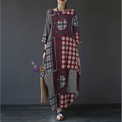 Women's Shift Dress Maxi long Dress Black Red 3/4 Length Sleeve Plaid Geometric Print Fall Summer Round Neck Casual 2021 M L XL XXL 3XL 4XL 5XL / Cotton
Women's Shift Dress Maxi long Dress Black Red 3/4 Length Sleeve Plaid Geometric Print Fall Summer Round Neck Casual 2021 M L XL XXL 3XL 4XL 5XL / Cotton