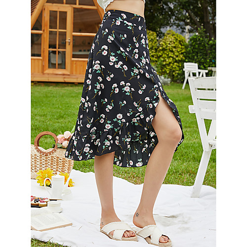 Women's Vacation Casual / Daily Basic Streetwear Capris Skirts Floral / Botanical Flower Ruffle Print Black
Women's Vacation Casual / Daily Basic Streetwear Capris Skirts Floral / Botanical Flower Ruffle Print Black