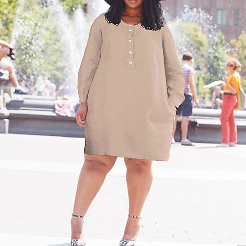 Women's Plus Size Shift Dress Knee Length Dress Blue Gray Camel Khaki Royal Blue White Black Dark Gray Long Sleeve Solid Color Patchwork Fall Spring V Neck Casual 2021 L XL XXL 3XL 4XL 5XL
Women's Plus Size Shift Dress Knee Length Dress Blue Gray Camel Khaki Royal Blue White Black Dark Gray Long Sleeve Solid Color Patchwork Fall Spring V Neck Casual 2021 L XL XXL 3XL 4XL 5XL