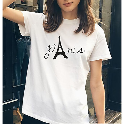 Women's Painting T shirt Paris C'est La Vie La Tour Eiffel Print Round Neck Basic Tops Cotton White Black Dark Gray
Women's Painting T shirt Paris C'est La Vie La Tour Eiffel Print Round Neck Basic Tops Cotton White Black Dark Gray