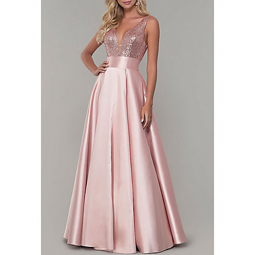 A-Line Sparkle Prom Formal Evening Dress V Neck Sleeveless Floor Length Satin with Pleats Sequin 2021
A-Line Sparkle Prom Formal Evening Dress V Neck Sleeveless Floor Length Satin with Pleats Sequin 2021