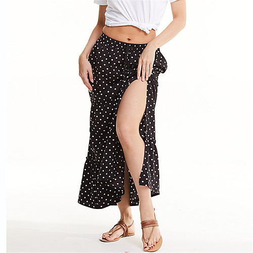 Women's Vacation Casual / Daily Casual Streetwear Maxi Skirts Polka Dot Floral / Botanical Split Ruffle Pocket Black Red
Women's Vacation Casual / Daily Casual Streetwear Maxi Skirts Polka Dot Floral / Botanical Split Ruffle Pocket Black Red