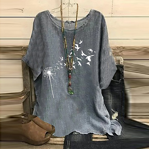 Women's Blouse Dandelion Patchwork Print Round Neck Basic Tops Cotton Gray
Women's Blouse Dandelion Patchwork Print Round Neck Basic Tops Cotton Gray