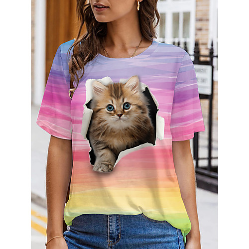 Women's 3D Cat Painting T shirt Cat 3D Animal Print Round Neck Basic Tops Purple
Women's 3D Cat Painting T shirt Cat 3D Animal Print Round Neck Basic Tops Purple