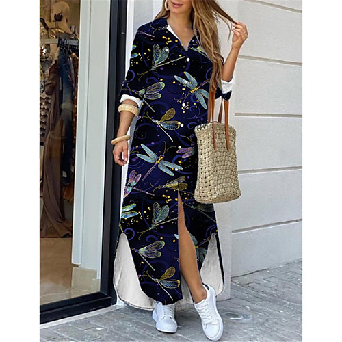 Women's Shirt Dress Maxi long Dress Blue Long Sleeve Print Animal Print Spring Summer Shirt Collar Casual 2021 S M L XL XXL 3XL
Women's Shirt Dress Maxi long Dress Blue Long Sleeve Print Animal Print Spring Summer Shirt Collar Casual 2021 S M L XL XXL 3XL