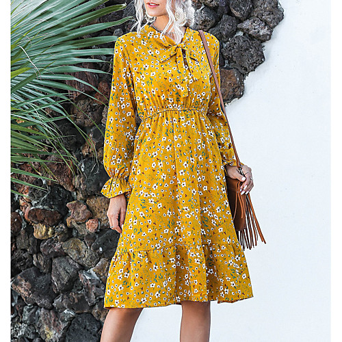 Women's A Line Dress Knee Length Dress Yellow Blushing Pink Long Sleeve Floral Modern Style Fall Winter Round Neck Casual 2021 S M L XL
Women's A Line Dress Knee Length Dress Yellow Blushing Pink Long Sleeve Floral Modern Style Fall Winter Round Neck Casual 2021 S M L XL