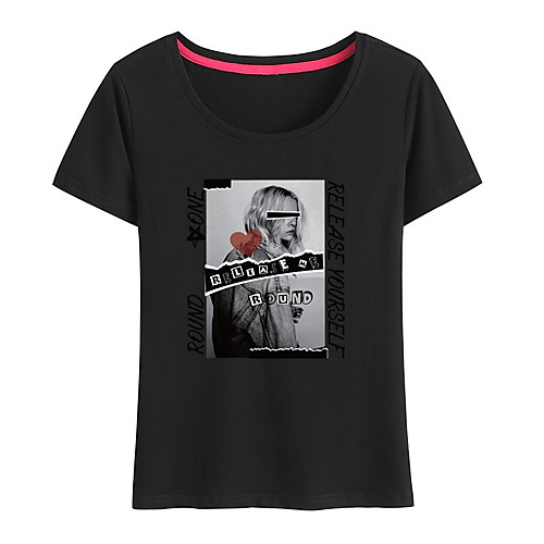Women's Painting T shirt Text Portrait Print Round Neck Basic Tops Cotton Blushing Pink White Black
Women's Painting T shirt Text Portrait Print Round Neck Basic Tops Cotton Blushing Pink White Black