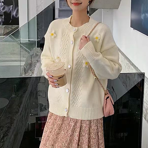Women's Stylish Knitted Daisy Cardigan Sweater Long Sleeve Sweater Cardigans Crew Neck Fall Spring Blue Blushing Pink Orange
Women's Stylish Knitted Daisy Cardigan Sweater Long Sleeve Sweater Cardigans Crew Neck Fall Spring Blue Blushing Pink Orange