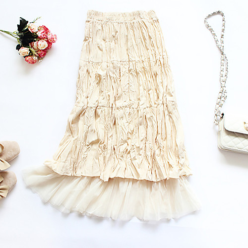 Women's Casual / Daily Weekend Basic Streetwear Ankle-Length Skirts Solid Colored Layered Ruched Tulle Beige
Women's Casual / Daily Weekend Basic Streetwear Ankle-Length Skirts Solid Colored Layered Ruched Tulle Beige