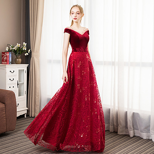 A-Line Glittering Floral Engagement Prom Dress Jewel Neck Short Sleeve Floor Length Tulle Velvet with Pleats Crystals Pattern / Print 2021
A-Line Glittering Floral Engagement Prom Dress Jewel Neck Short Sleeve Floor Length Tulle Velvet with Pleats Crystals Pattern / Print 2021