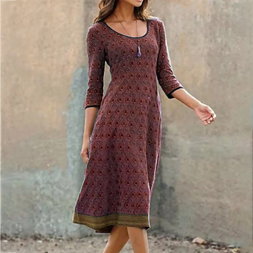 Women's A Line Dress Midi Dress Purple Wine Green Light Green Dark Blue 3/4 Length Sleeve Print Color Block Print Summer Round Neck Casual 2021 S M L XL XXL 3XL
Women's A Line Dress Midi Dress Purple Wine Green Light Green Dark Blue 3/4 Length Sleeve Print Color Block Print Summer Round Neck Casual 2021 S M L XL XXL 3XL