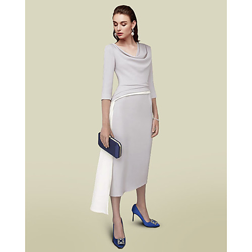 Sheath / Column Mother of the Bride Dress Elegant Jewel Neck Tea Length Italy Satin Half Sleeve with Ruching 2021
Sheath / Column Mother of the Bride Dress Elegant Jewel Neck Tea Length Italy Satin Half Sleeve with Ruching 2021