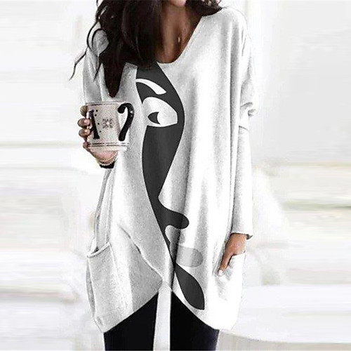 Women's Shift Dress Short Mini Dress White Black Long Sleeve Abstract Print Fall V Neck Casual 2021 M L XL XXL 3XL 4XL 5XL
Women's Shift Dress Short Mini Dress White Black Long Sleeve Abstract Print Fall V Neck Casual 2021 M L XL XXL 3XL 4XL 5XL