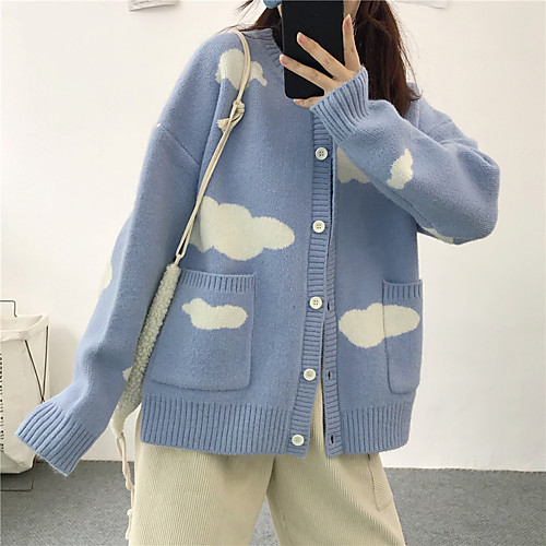Women's Stylish Pocket Geometric Cardigan Sweater Long Sleeve Sweater Cardigans Crew Neck Fall Spring Blue
Women's Stylish Pocket Geometric Cardigan Sweater Long Sleeve Sweater Cardigans Crew Neck Fall Spring Blue