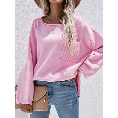 Women's Casual Solid Color Pullover Long Sleeve Sweater Cardigans Round Neck Fall Spring Blue Blushing Pink White
Women's Casual Solid Color Pullover Long Sleeve Sweater Cardigans Round Neck Fall Spring Blue Blushing Pink White