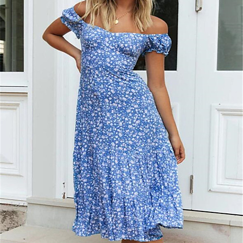 Women's Swing Dress Blue Green Short Sleeve Flower Print Spring Summer Off Shoulder Casual 2021 S M L XL XXL XXXL 4XL 5XL
Women's Swing Dress Blue Green Short Sleeve Flower Print Spring Summer Off Shoulder Casual 2021 S M L XL XXL XXXL 4XL 5XL