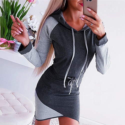 Women's Sheath Dress Short Mini Dress Black gray Long Sleeve Multi Color Elastic Waistband Spring Summer Hooded Sporty Sexy 2021 S M L XL XXL XXXL 4XL 5XL
Women's Sheath Dress Short Mini Dress Black gray Long Sleeve Multi Color Elastic Waistband Spring Summer Hooded Sporty Sexy 2021 S M L XL XXL XXXL 4XL 5XL