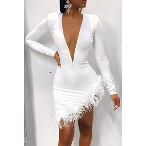 Women's Sheath Dress Short Mini Dress White Black Long Sleeve Solid Color Mesh Patchwork Fall V Neck Hot Sexy Party Slim 2021 S M L XL
Women's Sheath Dress Short Mini Dress White Black Long Sleeve Solid Color Mesh Patchwork Fall V Neck Hot Sexy Party Slim 2021 S M L XL