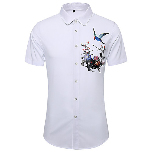 Men's Shirt Other Prints Bird Print Short Sleeve Casual Tops Simple Chinese Style White Black Light Blue
Men's Shirt Other Prints Bird Print Short Sleeve Casual Tops Simple Chinese Style White Black Light Blue