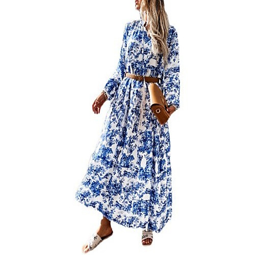 Women's Swing Dress Maxi long Dress Dark blue flower Long Sleeve Print Autumn / Fall Summer Casual 2021 S M L XL 2XL
Women's Swing Dress Maxi long Dress Dark blue flower Long Sleeve Print Autumn / Fall Summer Casual 2021 S M L XL 2XL