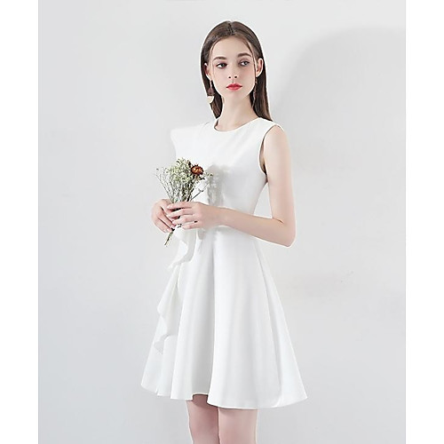 A-Line Minimalist Elegant Engagement Cocktail Party Dress Jewel Neck Sleeveless Knee Length Satin with Draping 2021
A-Line Minimalist Elegant Engagement Cocktail Party Dress Jewel Neck Sleeveless Knee Length Satin with Draping 2021