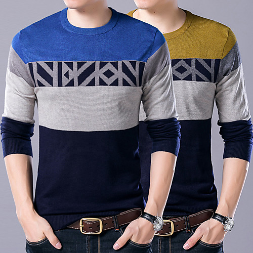 Men's Stylish Vintage Style Knitted Color Block Pullover Sweater Long Sleeve Sweater Cardigans Crew Neck Fall Winter Blue Yellow
Men's Stylish Vintage Style Knitted Color Block Pullover Sweater Long Sleeve Sweater Cardigans Crew Neck Fall Winter Blue Yellow