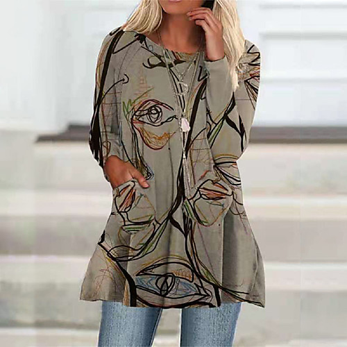 Women's Shift Dress Short Mini Dress Light Brown Long Sleeve Print Abstract Pocket Print Fall Round Neck Casual 2021 S M L XL XXL 3XL
Women's Shift Dress Short Mini Dress Light Brown Long Sleeve Print Abstract Pocket Print Fall Round Neck Casual 2021 S M L XL XXL 3XL