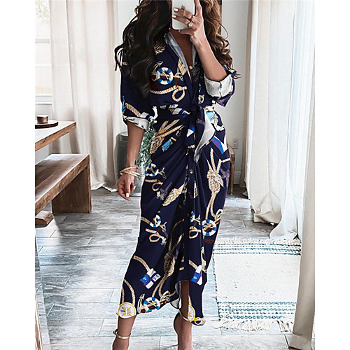 Women's Shirt Dress Midi Dress Purple Rainbow Red Navy Blue 3/4 Length Sleeve Floral Striped Button Print Fall V Neck Casual 2021 S M L XL XXL
Women's Shirt Dress Midi Dress Purple Rainbow Red Navy Blue 3/4 Length Sleeve Floral Striped Button Print Fall V Neck Casual 2021 S M L XL XXL