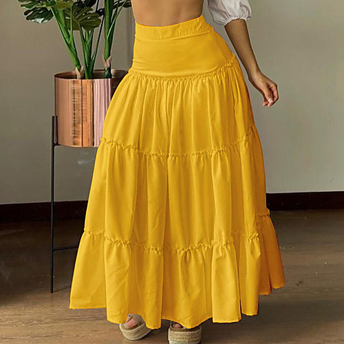 Women's Holiday Vacation Basic Streetwear Maxi Skirts Solid Colored Tulle Ruffle Yellow White Black
Women's Holiday Vacation Basic Streetwear Maxi Skirts Solid Colored Tulle Ruffle Yellow White Black