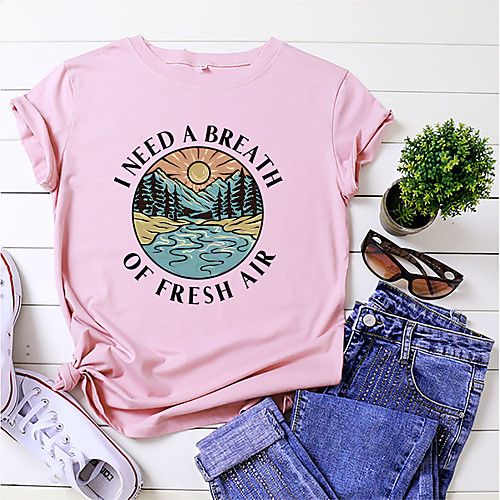 Women's T shirt Graphic Prints Print Round Neck Basic Tops 100% Cotton Blue Yellow Blushing Pink
Women's T shirt Graphic Prints Print Round Neck Basic Tops 100% Cotton Blue Yellow Blushing Pink