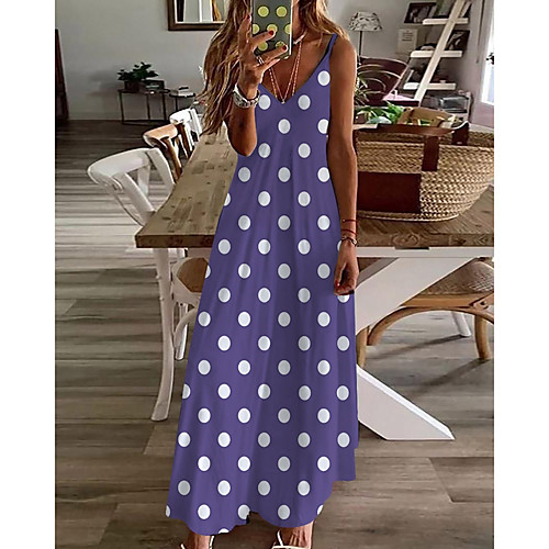 Women's A Line Dress Maxi long Dress Purple Sleeveless Polka Dot Print Summer V Neck Casual Holiday 2021 S M L XL XXL 3XL
Women's A Line Dress Maxi long Dress Purple Sleeveless Polka Dot Print Summer V Neck Casual Holiday 2021 S M L XL XXL 3XL