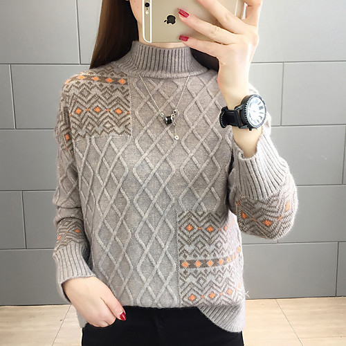 Women's Casual Pure Color Solid Color Pullover Sweater Long Sleeve Sweater Cardigans High Neck Fall Spring Beige gray Blue khaki
Women's Casual Pure Color Solid Color Pullover Sweater Long Sleeve Sweater Cardigans High Neck Fall Spring Beige gray Blue khaki