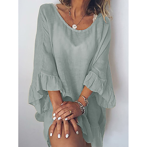 Women's Blouse Shirt Plain Ruffle Round Neck Basic Streetwear Tops Yellow Khaki Gray
Women's Blouse Shirt Plain Ruffle Round Neck Basic Streetwear Tops Yellow Khaki Gray