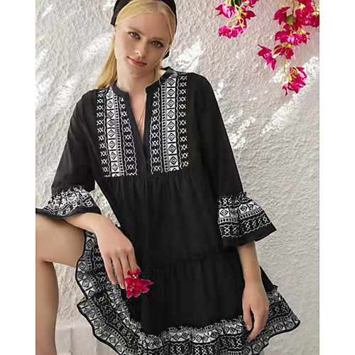 Women's A Line Dress Short Mini Dress Red Wine Black Navy Blue 3/4 Length Sleeve Geometry Ruffle Spring Summer Y Neck Active Ethnic 2021 S M L XL XXL
Women's A Line Dress Short Mini Dress Red Wine Black Navy Blue 3/4 Length Sleeve Geometry Ruffle Spring Summer Y Neck Active Ethnic 2021 S M L XL XXL