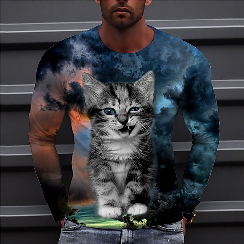 Men's Unisex Tee T shirt Shirt 3D Print Cat Graphic Prints Print Long Sleeve Daily Tops Casual Designer Big and Tall Blue
Men's Unisex Tee T shirt Shirt 3D Print Cat Graphic Prints Print Long Sleeve Daily Tops Casual Designer Big and Tall Blue