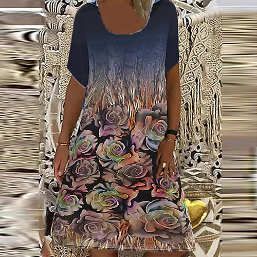 Women's A Line Dress Knee Length Dress Blue Short Sleeve Floral Print Summer Round Neck Casual 2021 L XL XXL 3XL 4XL
Women's A Line Dress Knee Length Dress Blue Short Sleeve Floral Print Summer Round Neck Casual 2021 L XL XXL 3XL 4XL