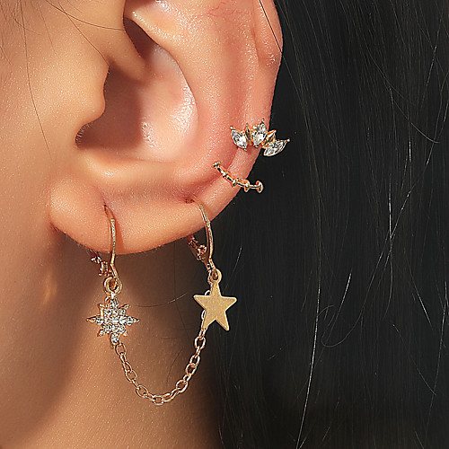 Women's Ear Cuff Earrings Set Drop Star Stylish Simple Elegant European Korean Imitation Diamond Earrings Jewelry Gold For Party Evening Street Date Birthday Festival
Women's Ear Cuff Earrings Set Drop Star Stylish Simple Elegant European Korean Imitation Diamond Earrings Jewelry Gold For Party Evening Street Date Birthday Festival