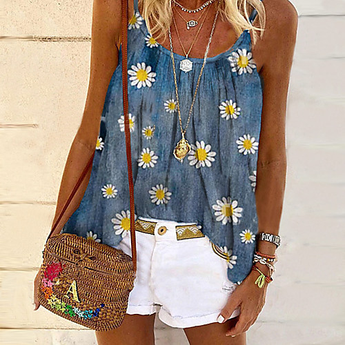 Women's Holiday Floral Theme Camisole Tank Top Vest Floral Daisy Print U Neck Basic Streetwear Boho Tops Blue
Women's Holiday Floral Theme Camisole Tank Top Vest Floral Daisy Print U Neck Basic Streetwear Boho Tops Blue