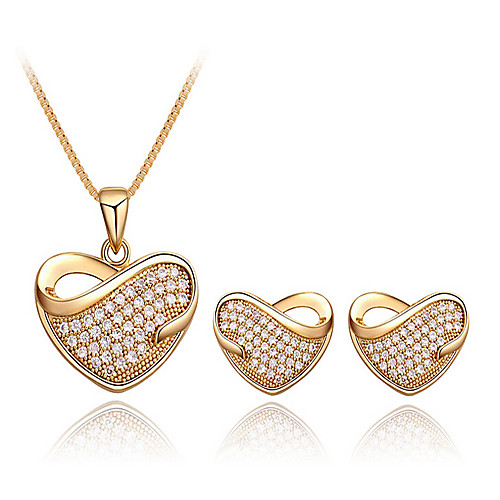 Women's Cubic Zirconia Jewelry Set Geometrical Sweet Heart Fashion Earrings Jewelry Gold For Anniversary Party Evening Gift Festival 1 set
Women's Cubic Zirconia Jewelry Set Geometrical Sweet Heart Fashion Earrings Jewelry Gold For Anniversary Party Evening Gift Festival 1 set