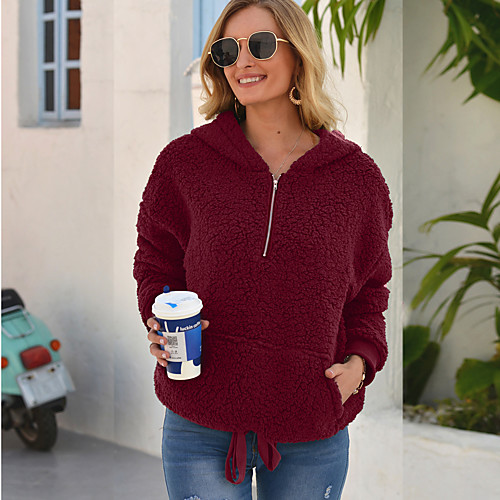Women's Hoodie Sweatshirt Solid Color Front Pocket Quarter Zip Daily Sports Sportswear Streetwear Hoodies Sweatshirts Blue Wine Gray
Women's Hoodie Sweatshirt Solid Color Front Pocket Quarter Zip Daily Sports Sportswear Streetwear Hoodies Sweatshirts Blue Wine Gray