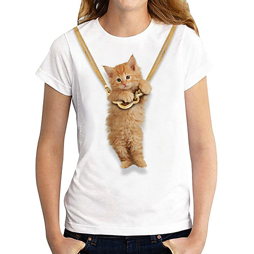 Women's 3D Cat Painting T shirt Cat 3D Animal Print Round Neck Basic Tops White
Women's 3D Cat Painting T shirt Cat 3D Animal Print Round Neck Basic Tops White