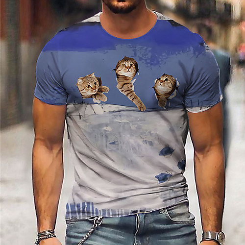 Men's Unisex Tee T shirt Shirt 3D Print Cat Graphic Prints Print Short Sleeve Daily Tops Casual Designer Big and Tall Blue
Men's Unisex Tee T shirt Shirt 3D Print Cat Graphic Prints Print Short Sleeve Daily Tops Casual Designer Big and Tall Blue